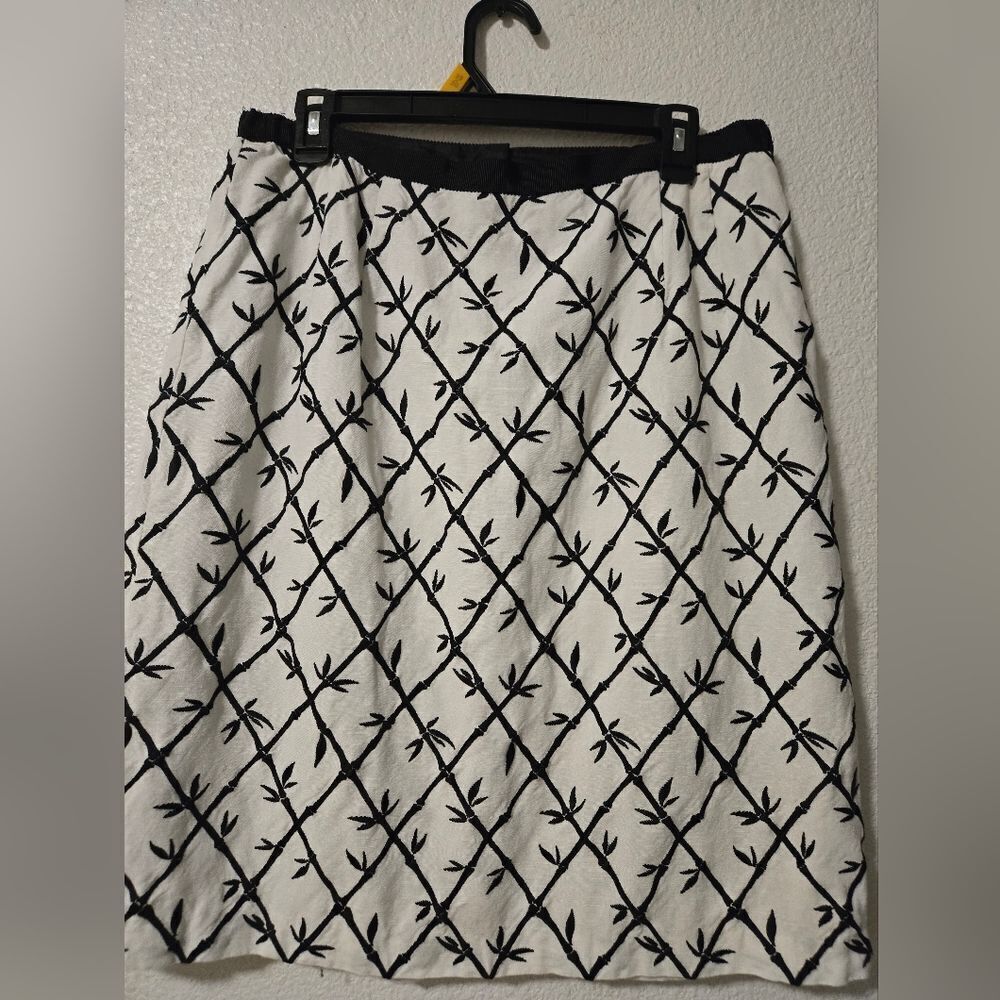Talbots Black and White Embellished Bubble Skirt